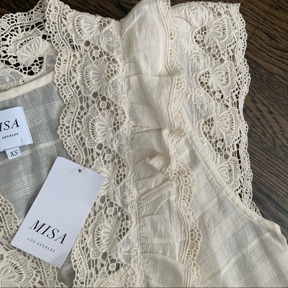Misa Los Angeles LA Ingrid Ivory Lace Top Blouse NWOT - Picture 6 of 9